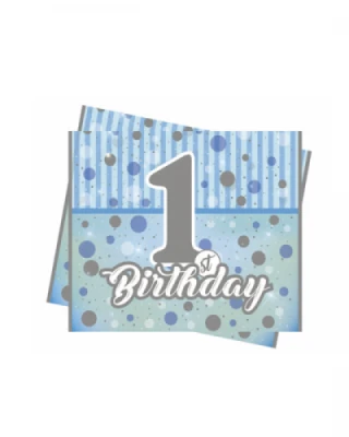 Pırıltılı Firt Birthday Erkek Peçete 33x33 cm ( 20 Ad )
