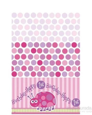First Birthday Ladybug Masa Örtüsü 1.37m  X  2.13m