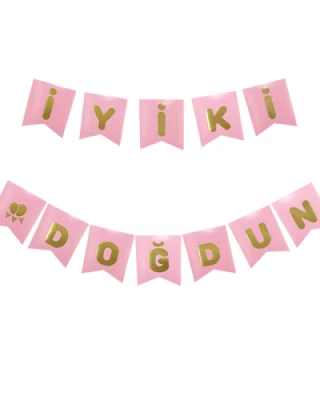 İyiki Doğdun Flama Pembe-Gümüş