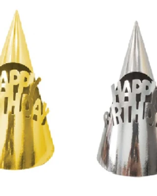Metalize Gold - Silver Happy Birthday Külah Şapka