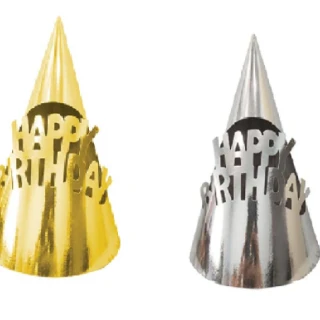 Metalize Gold - Silver Happy Birthday Külah Şapka