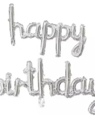 Happy Birthday Gümüş Yazı Folyo Balon