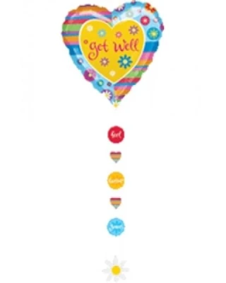 24 İnc Get Well Stripes Balon Ağırlıklı Folyo Balon