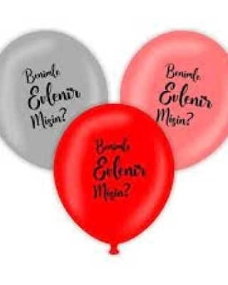 12 İnc Benimle Evlenir Misin Baskılı Balon