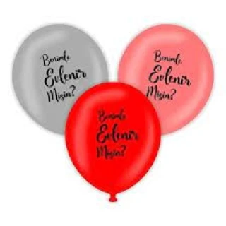 12 İnc Benimle Evlenir Misin Baskılı Balon