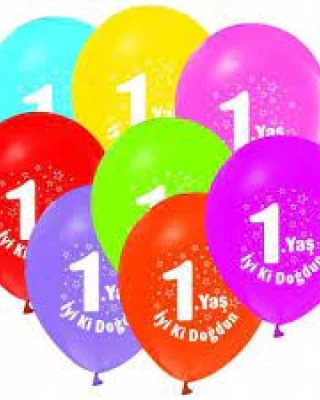 1+1 İyiki Doğdun 1 Yaş Baskılı Balon 16 lı