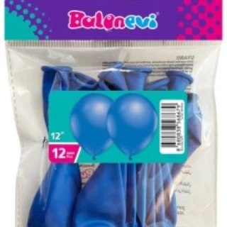12 İnc Metalik Mavi Balon 12 li