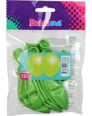 12 İnc Metalik Yeşil Balon 12 li