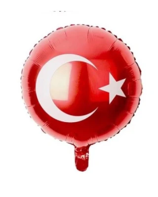 18 İnc Yuvarlak Ay Yıldız Baskılı Folyo Balon
