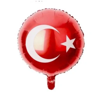18 İnc Yuvarlak Ay Yıldız Baskılı Folyo Balon