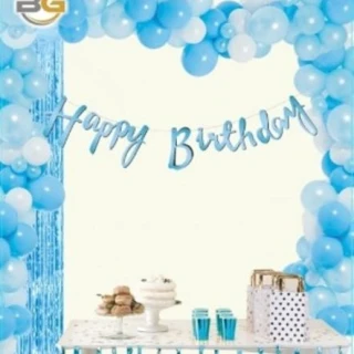 Mavi Happy Bırthday Kaligrafi Banner