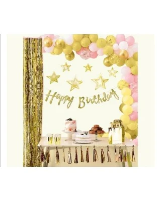 Altın Happy Bırthday Yıldızlı Kaligrafi Banner