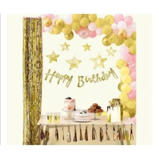 Altın Happy Bırthday Yıldızlı Kaligrafi Banner